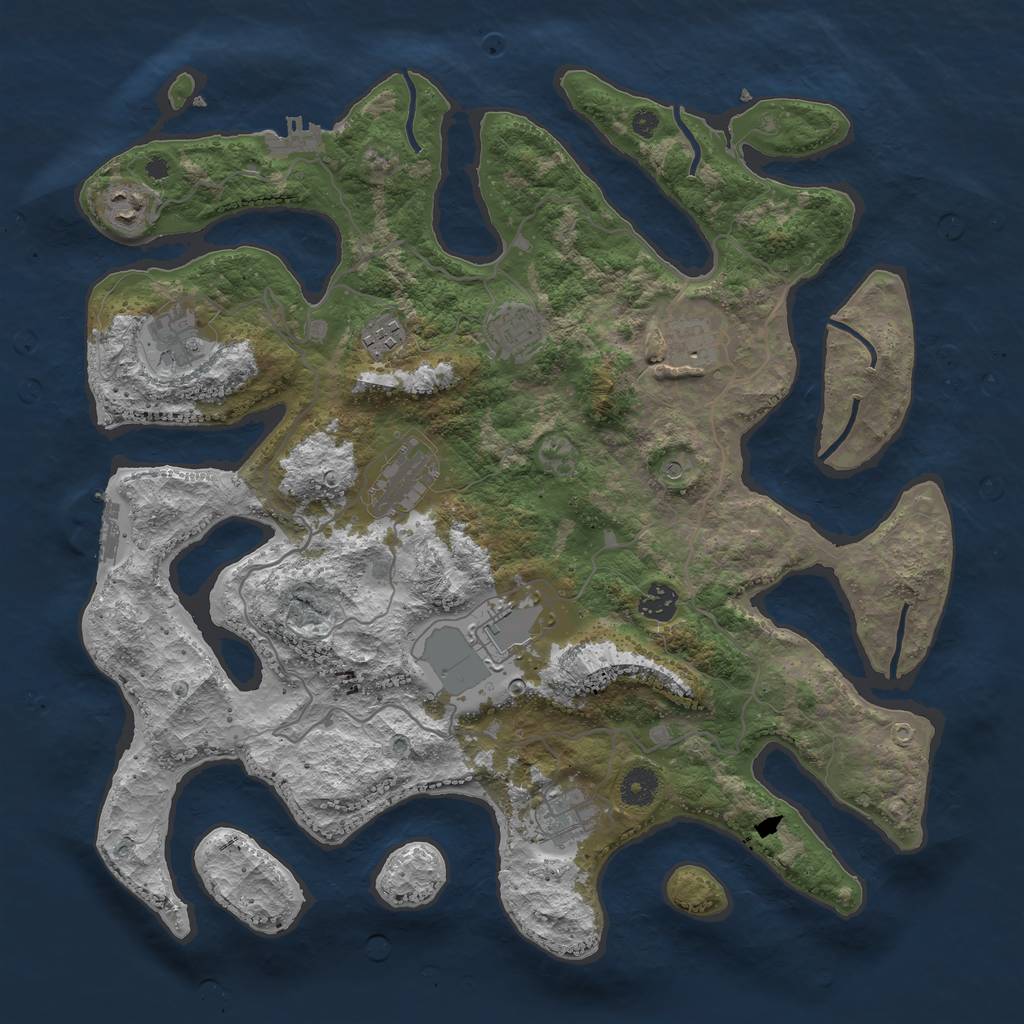 Rust Map: Procedural Map, Size: 4000, Seed: 741477, 14 Monuments