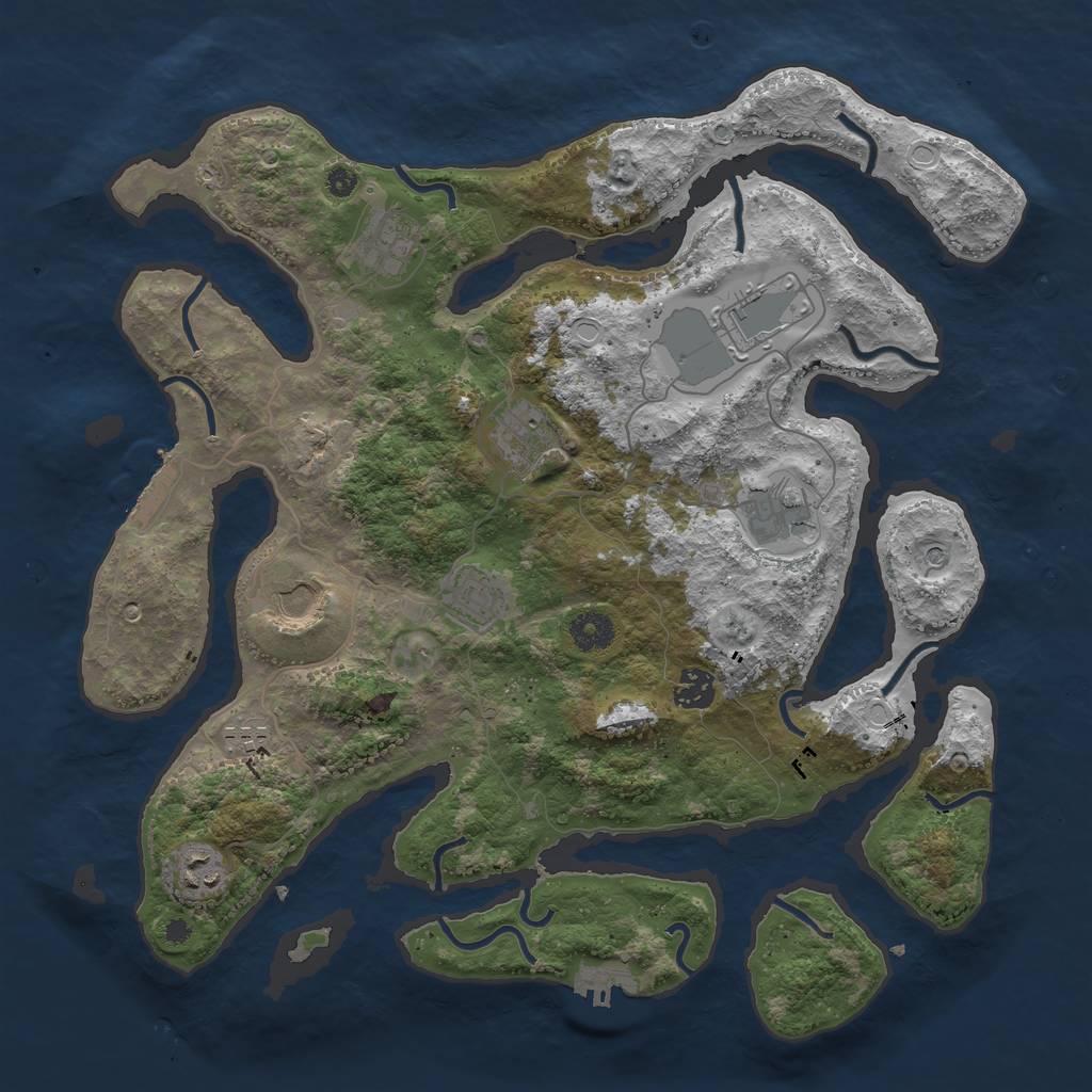 Rust Map: Procedural Map, Size: 3850, Seed: 172193274, 17 Monuments