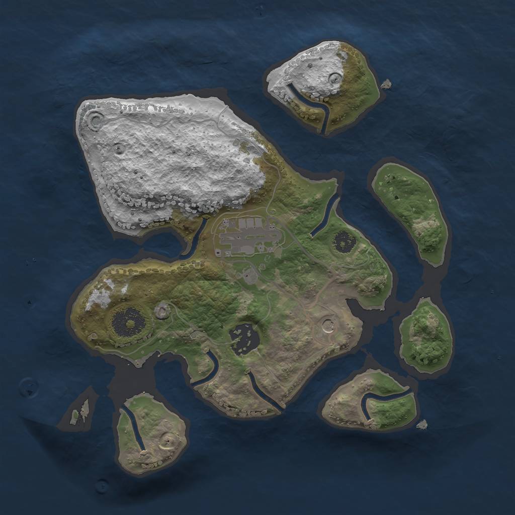 Rust Map: Procedural Map, Size: 2500, Seed: 2721, 5 Monuments