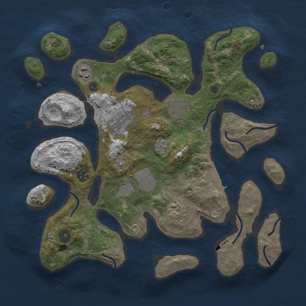 Rust Map: Procedural Map, Size: 3500, Seed: 392826714, 11 Monuments