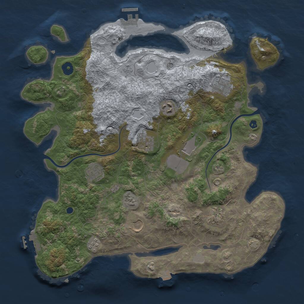 Rust Map: Procedural Map, Size: 3750, Seed: 2007376296, 14 Monuments