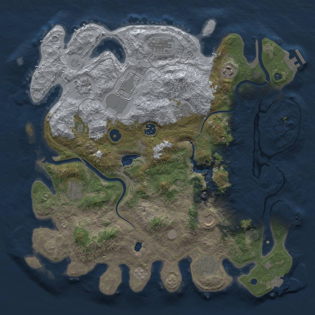 Rust Map: Procedural Map, Size: 4000, Seed: 300707, 16 Monuments