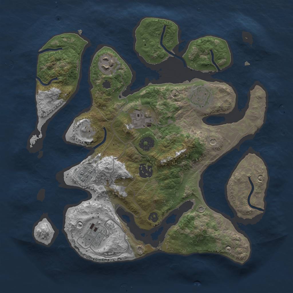 Rust Map: Procedural Map, Size: 3000, Seed: 811103626, 9 Monuments