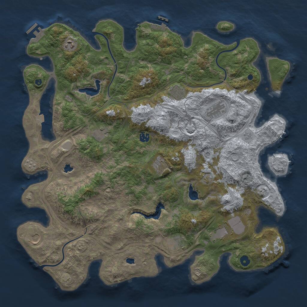 Rust Map: Procedural Map, Size: 4500, Seed: 1289122132, 16 Monuments