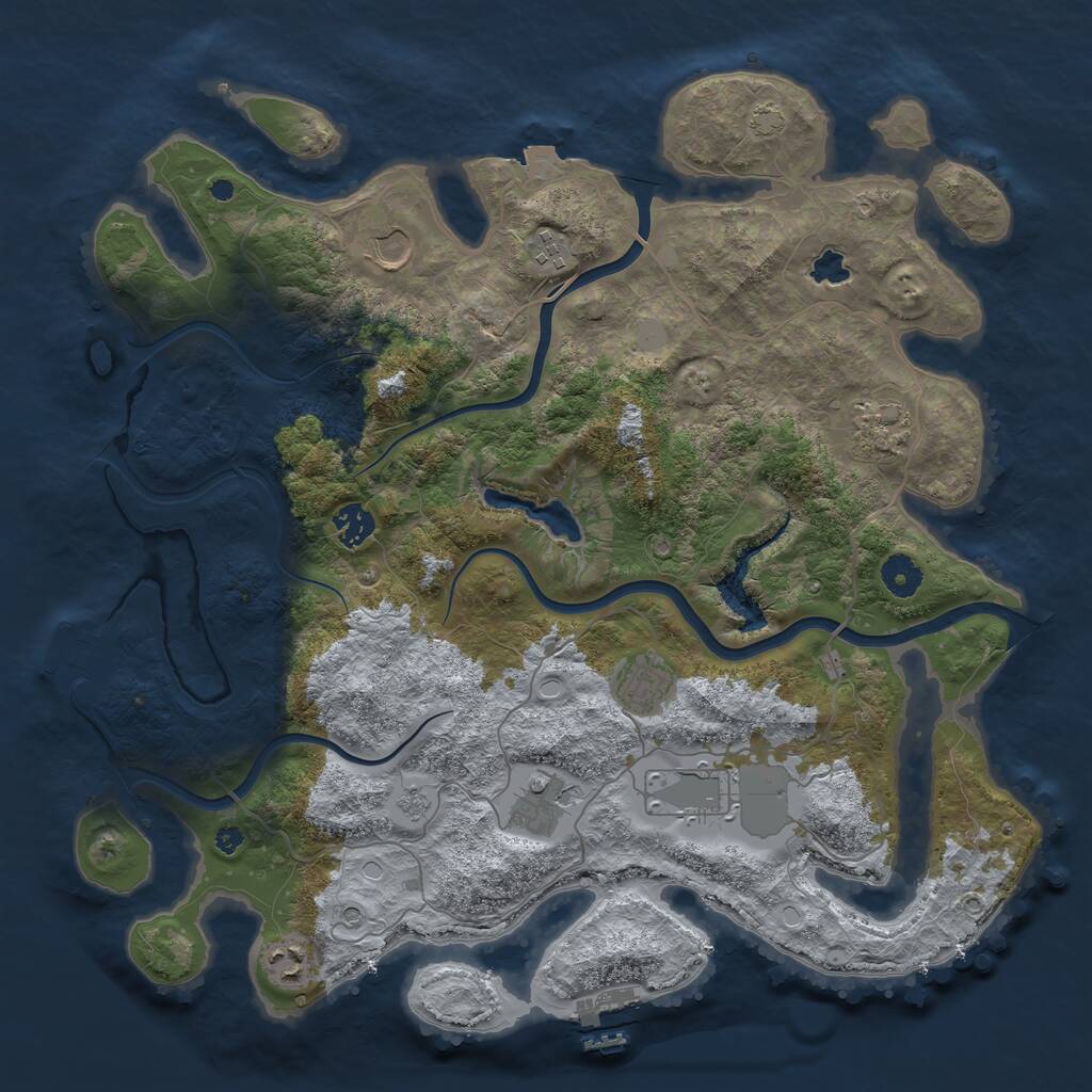 Rust Map: Procedural Map, Size: 4000, Seed: 1156604820, 14 Monuments