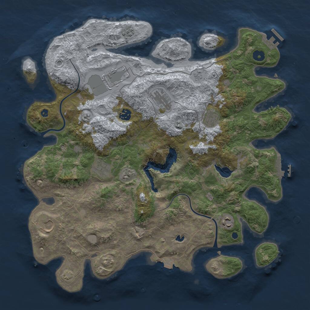 Rust Map: Procedural Map, Size: 4000, Seed: 989964, 13 Monuments