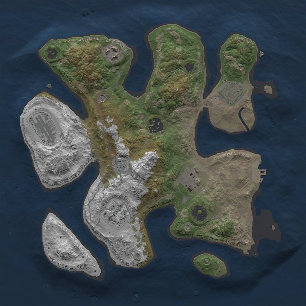 Rust Map: Procedural Map, Size: 3000, Seed: 64237836, 11 Monuments