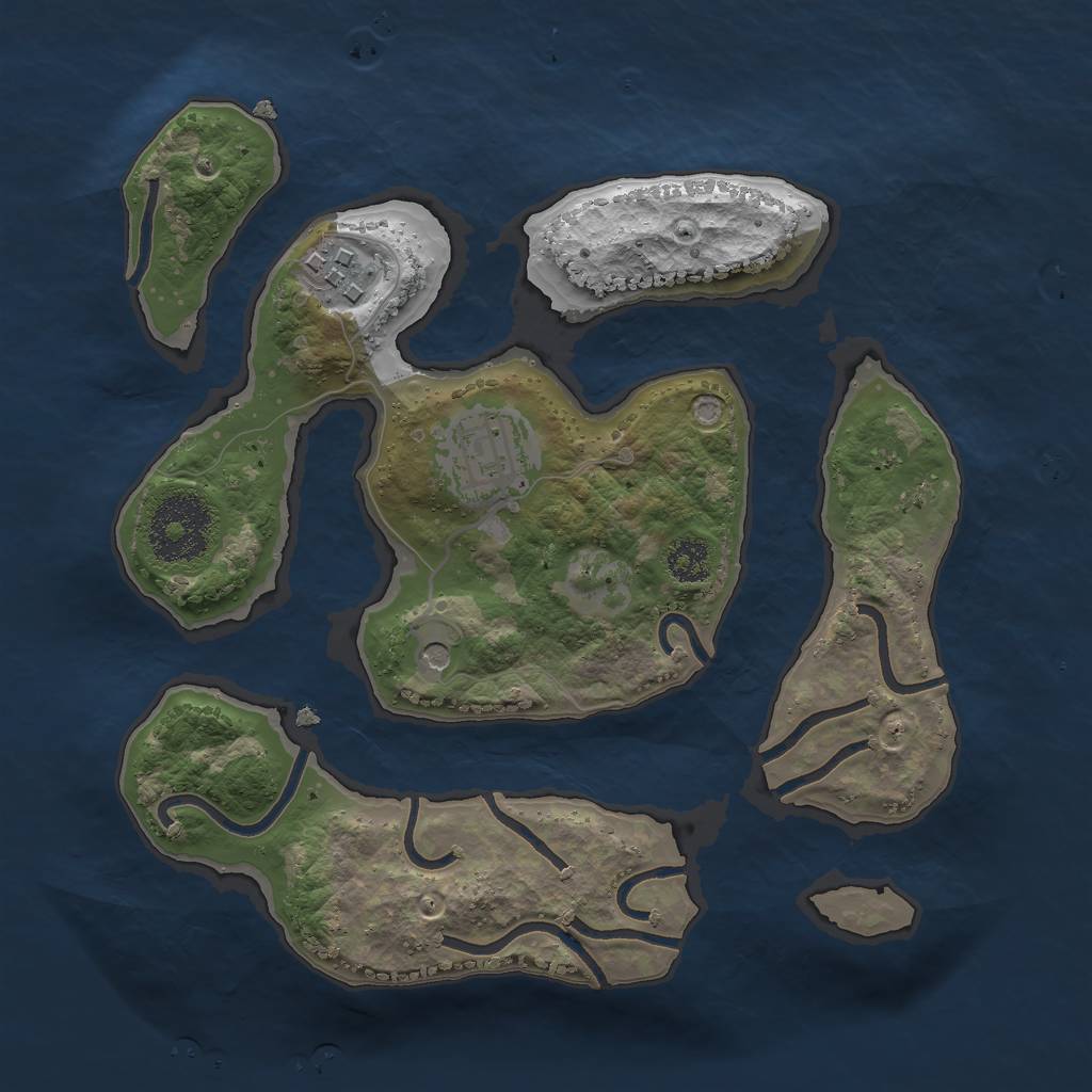 Rust Map: Procedural Map, Size: 2500, Seed: 55572, 5 Monuments