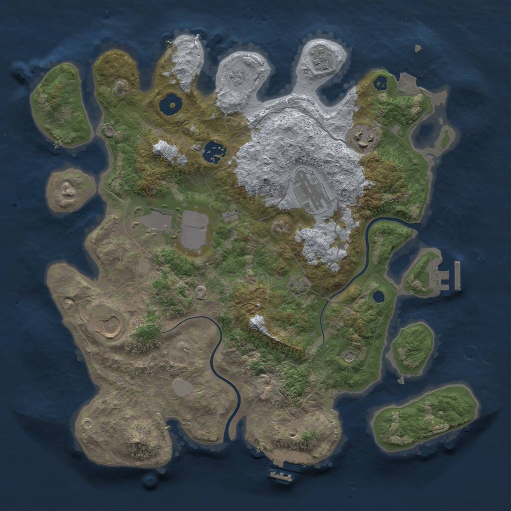 Rust Map: Procedural Map, Size: 3500, Seed: 550128, 12 Monuments