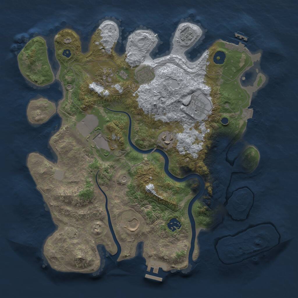 Rust Map: Procedural Map, Size: 3500, Seed: 550128, 13 Monuments