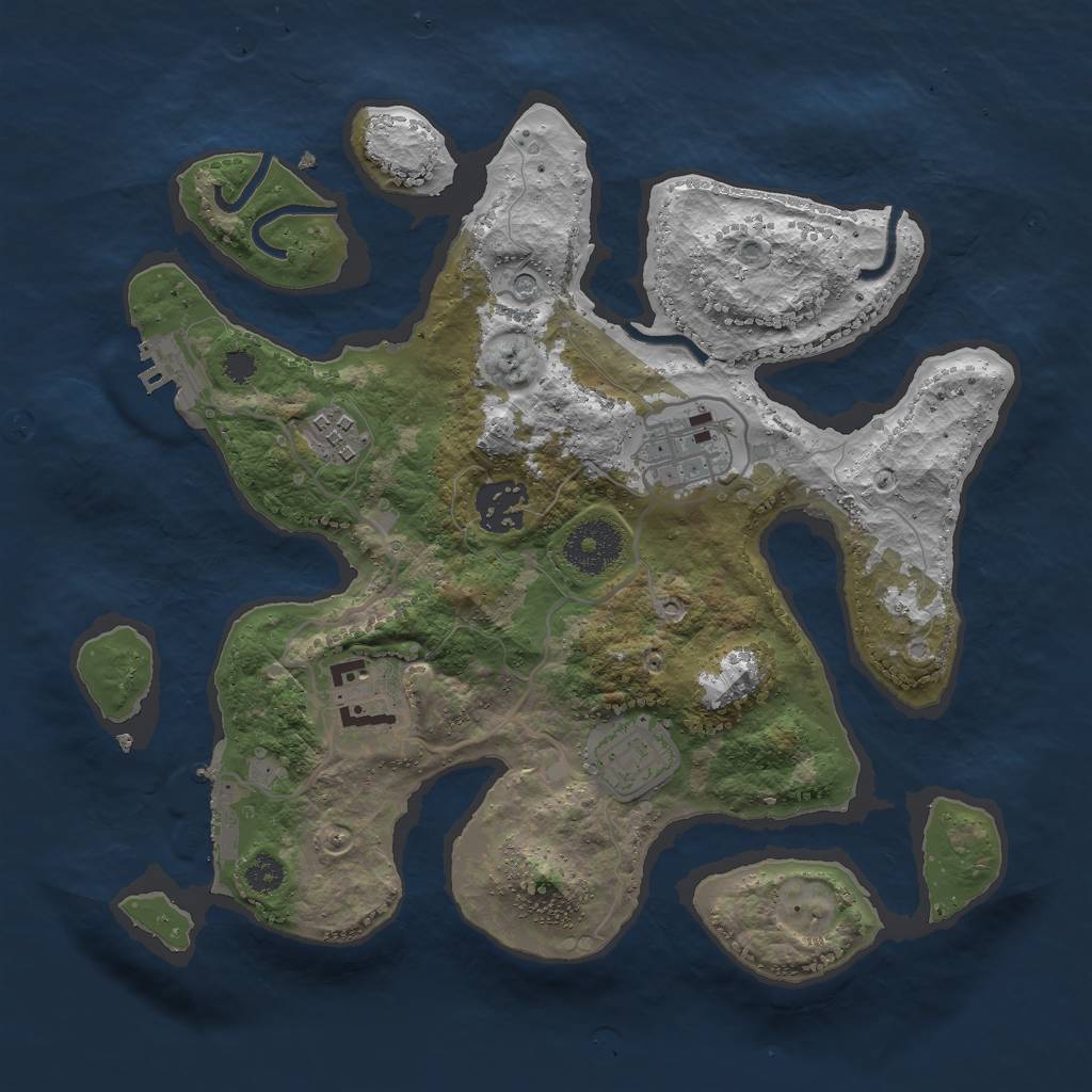 Rust Map: Procedural Map, Size: 3000, Seed: 2096645859, 10 Monuments