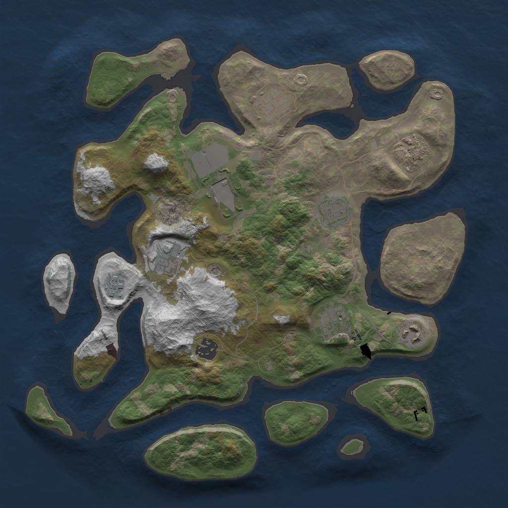 Rust Map: Barren, Size: 3600, Seed: 283620, 12 Monuments