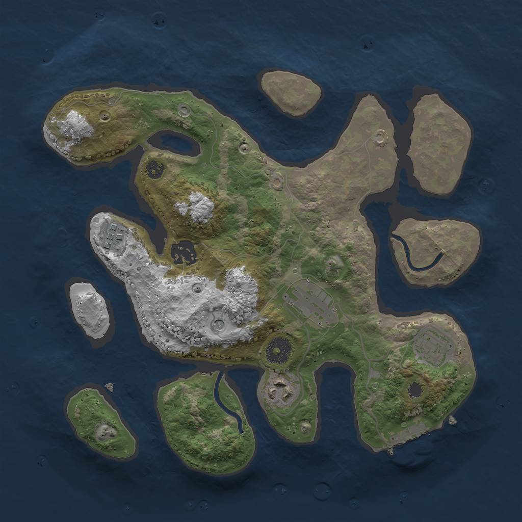 Rust Map: Procedural Map, Size: 3000, Seed: 15648975, 9 Monuments