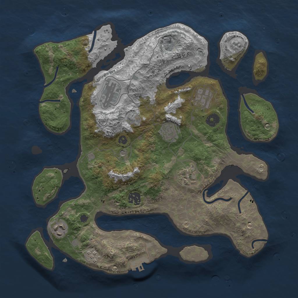 Rust Map: Procedural Map, Size: 3400, Seed: 5, 11 Monuments