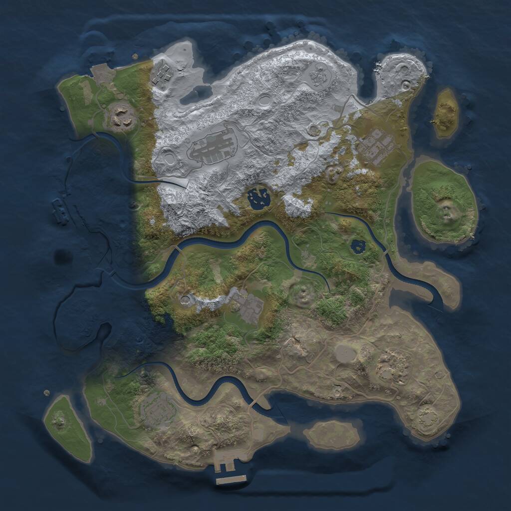 Rust Map: Procedural Map, Size: 3400, Seed: 5, 14 Monuments