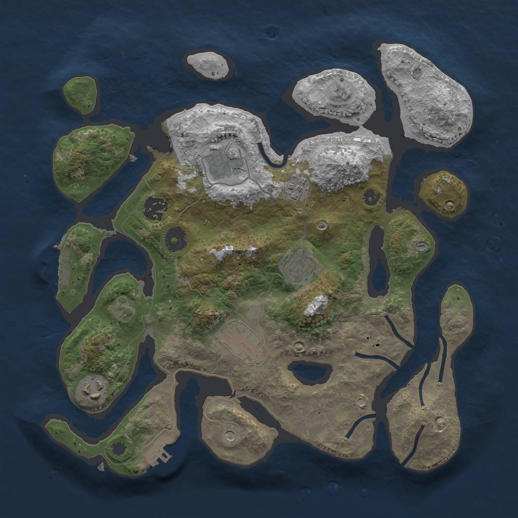 Rust Map: Procedural Map, Size: 3300, Seed: 847915242, 11 Monuments