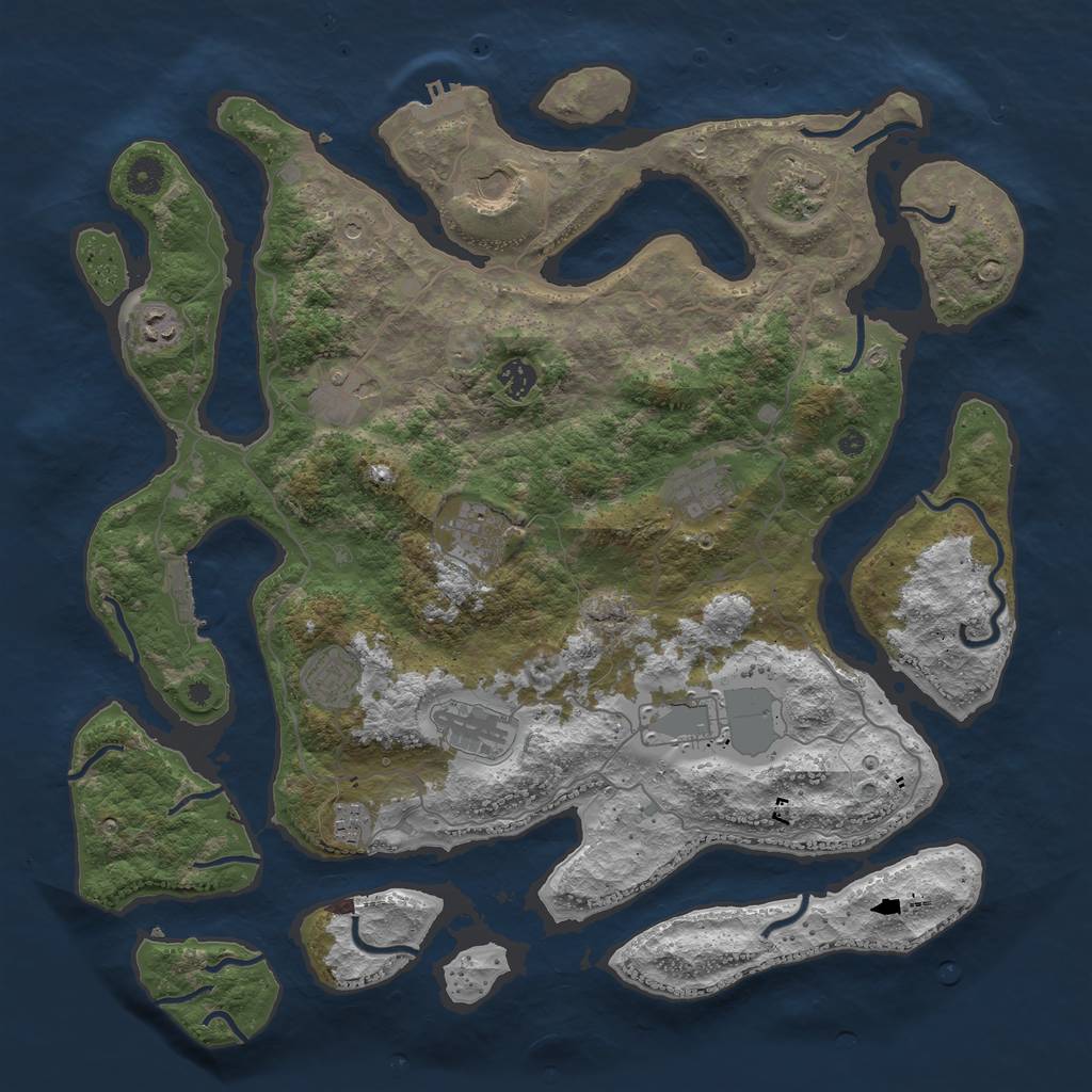 Rust Map: Procedural Map, Size: 4300, Seed: 2132003758, 16 Monuments