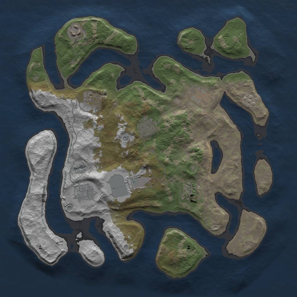 Rust Map: Barren, Size: 3500, Seed: 27514447, 11 Monuments