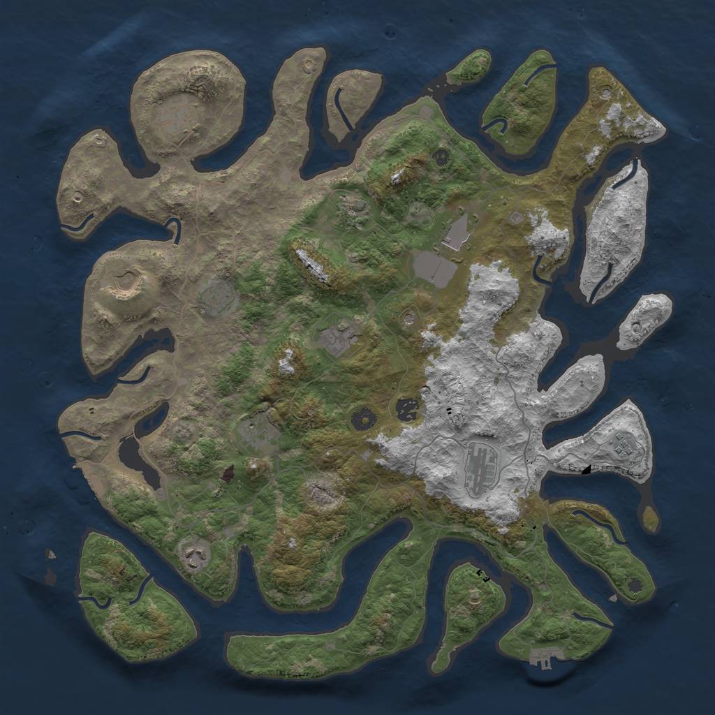 Rust Map: Procedural Map, Size: 4500, Seed: 326698700, 16 Monuments