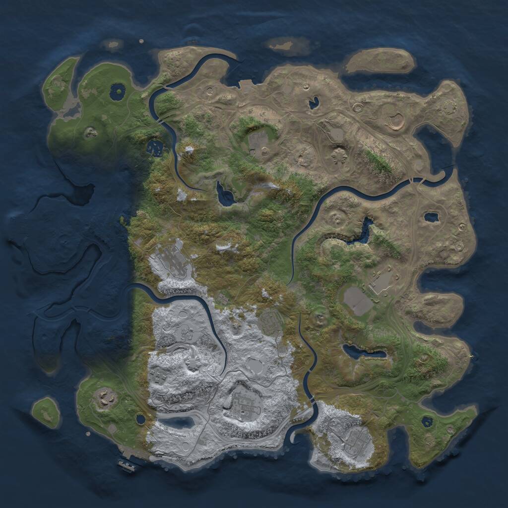 Rust Map: Procedural Map, Size: 4500, Seed: 864880700, 16 Monuments
