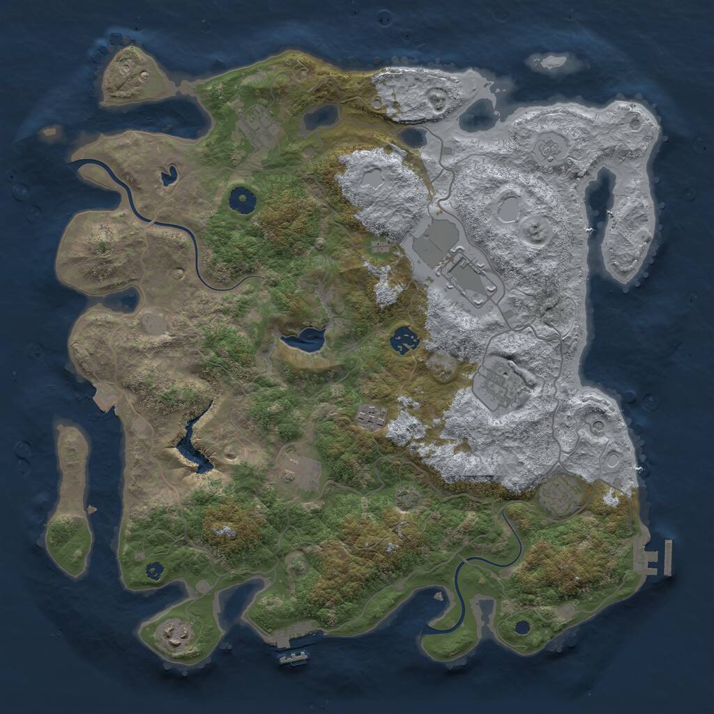 Rust Map: Procedural Map, Size: 4000, Seed: 192833, 14 Monuments