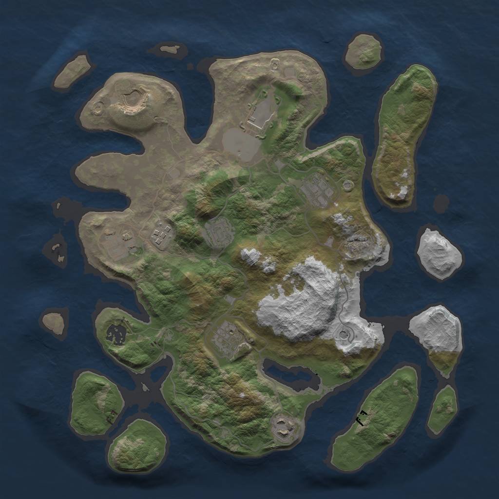 Rust Map: Barren, Size: 3600, Seed: 100352, 12 Monuments