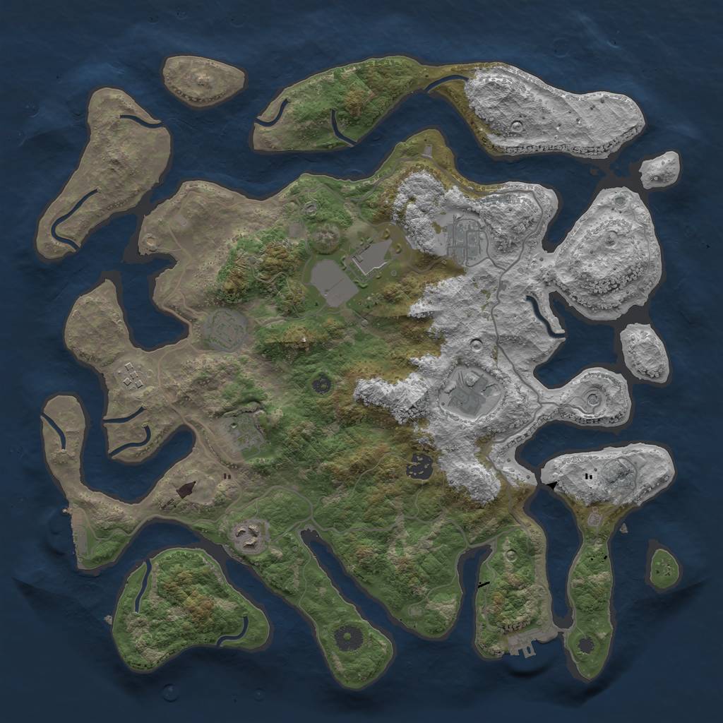 Rust Map: Procedural Map, Size: 4000, Seed: 641778606, 13 Monuments