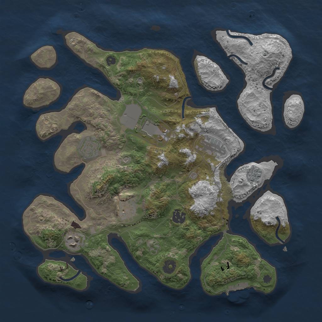 Rust Map: Procedural Map, Size: 3500, Seed: 1945890279, 11 Monuments