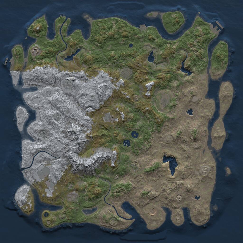 Rust Map: Procedural Map, Size: 5000, Seed: 765, 17 Monuments