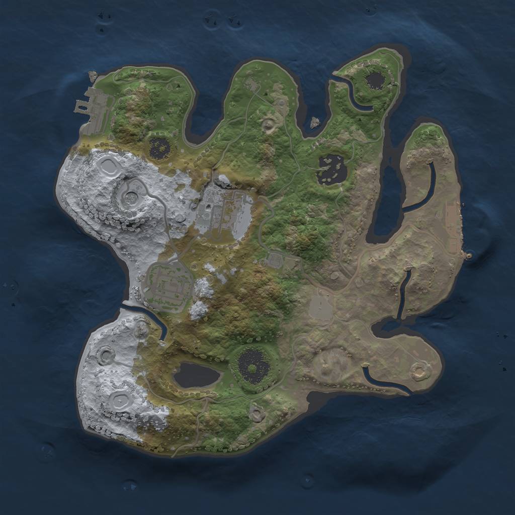 Rust Map: Procedural Map, Size: 2400, Seed: 87136, 9 Monuments