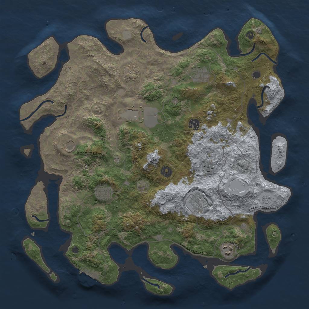 Rust Map: Procedural Map, Size: 4000, Seed: 951306814, 15 Monuments