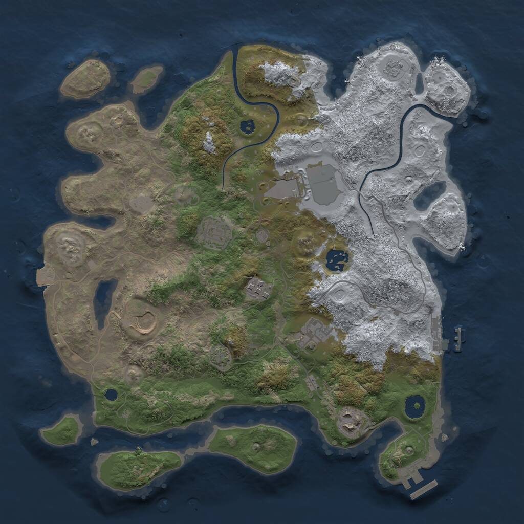 Rust Map: Procedural Map, Size: 3500, Seed: 114641, 12 Monuments