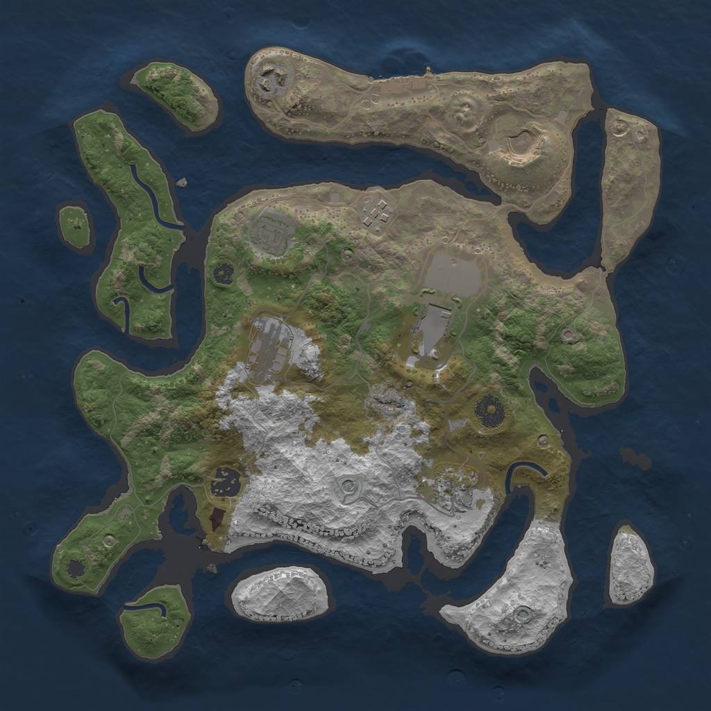 Rust Map: Procedural Map, Size: 3500, Seed: 1041844877, 12 Monuments