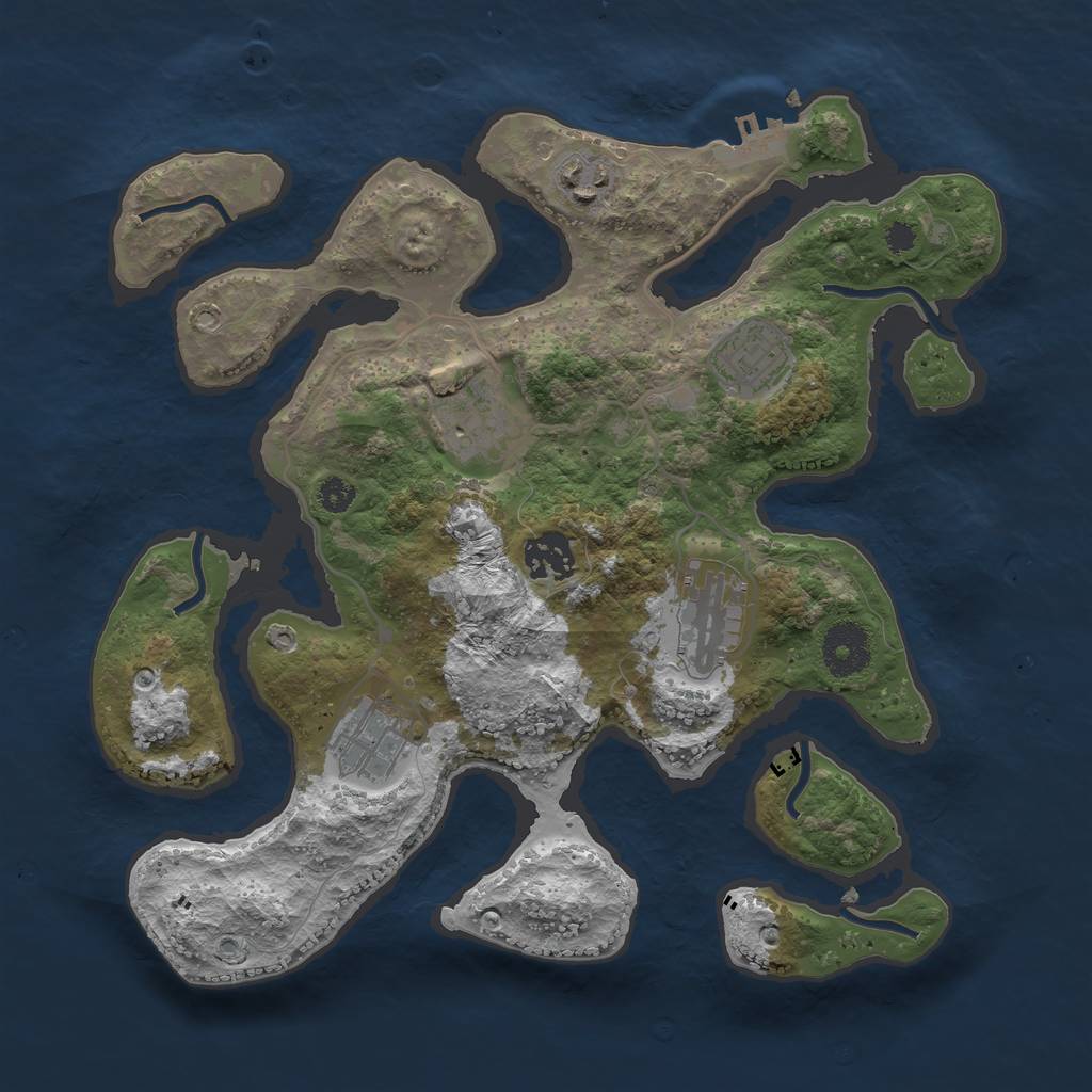 Rust Map: Procedural Map, Size: 3200, Seed: 3344249, 9 Monuments