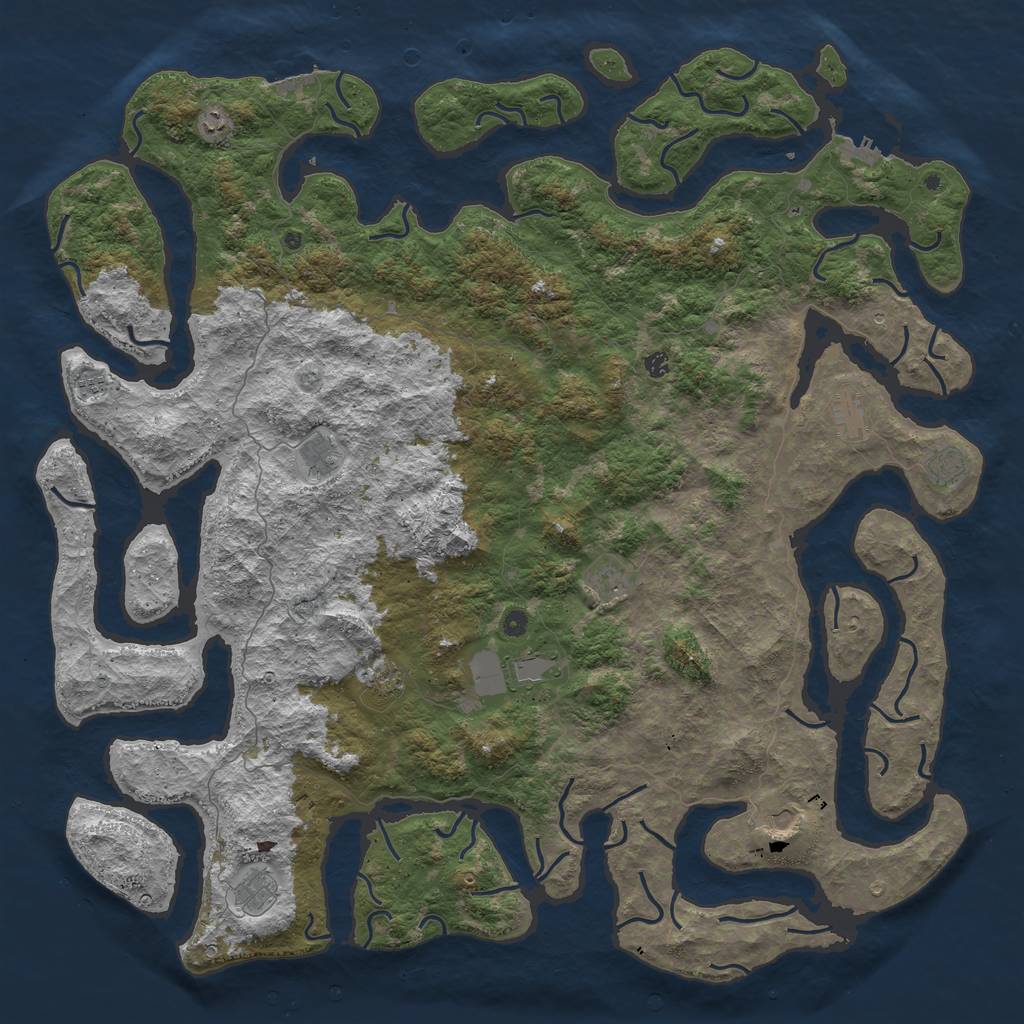 Rust Map: Procedural Map, Size: 6000, Seed: 999666999, 16 Monuments
