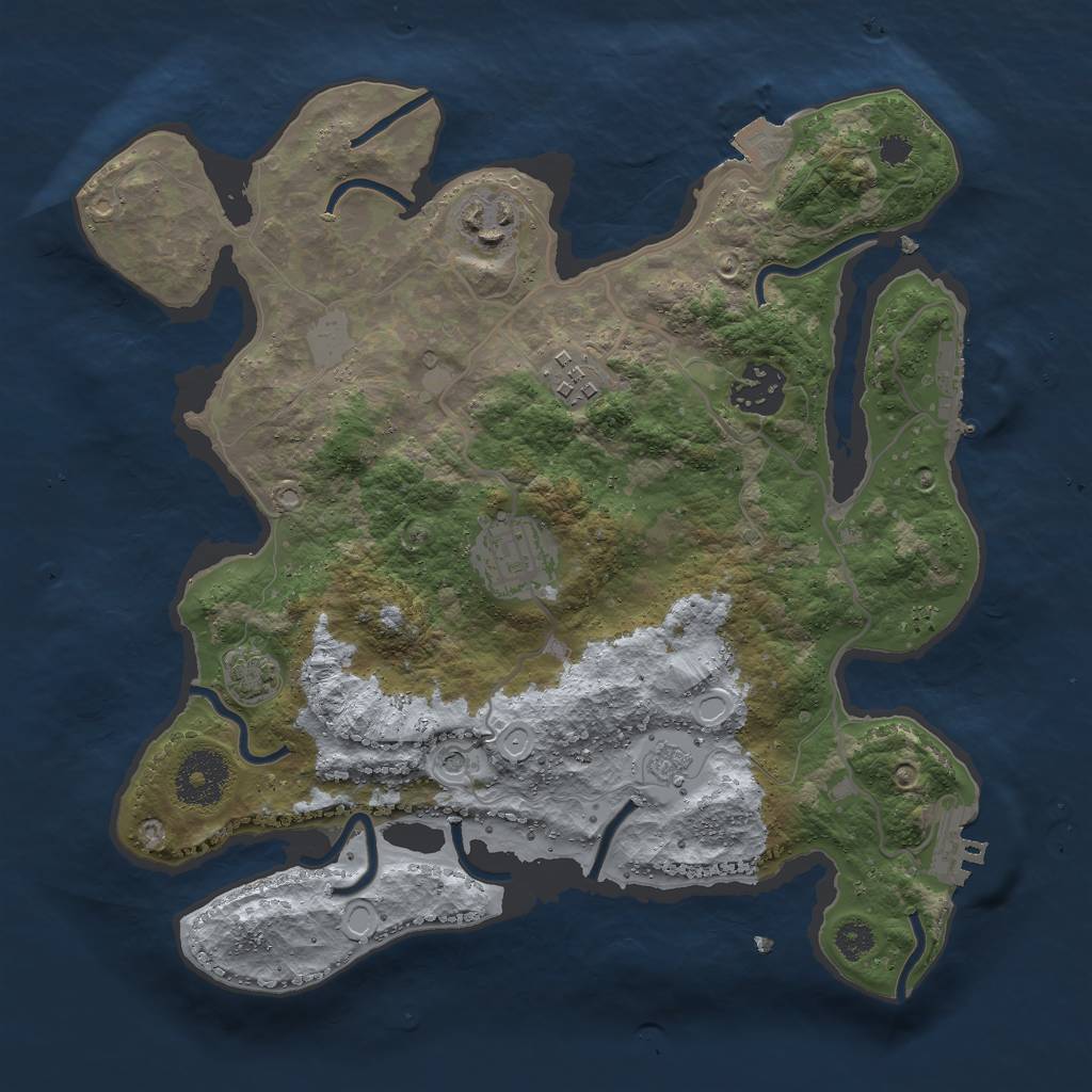 Rust Map: Procedural Map, Size: 3000, Seed: 1919451418, 12 Monuments