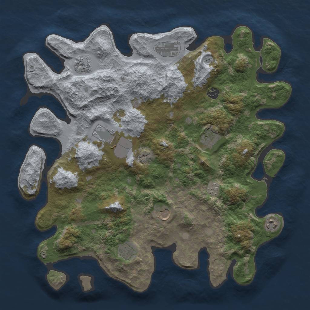 Rust Map: Barren, Size: 4000, Seed: 578282175, 12 Monuments