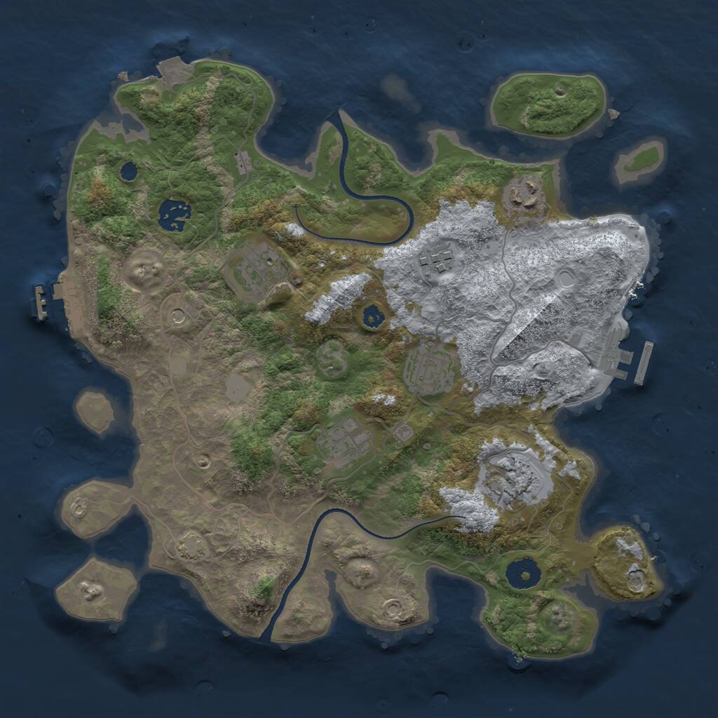 Rust Map: Procedural Map, Size: 3300, Seed: 20721, 12 Monuments