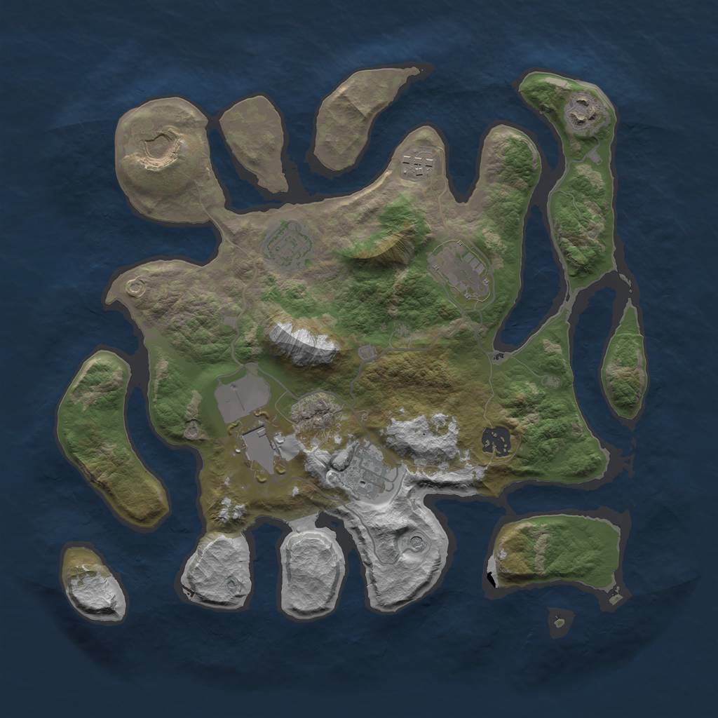 Rust Map: Barren, Size: 3500, Seed: 4892396, 11 Monuments