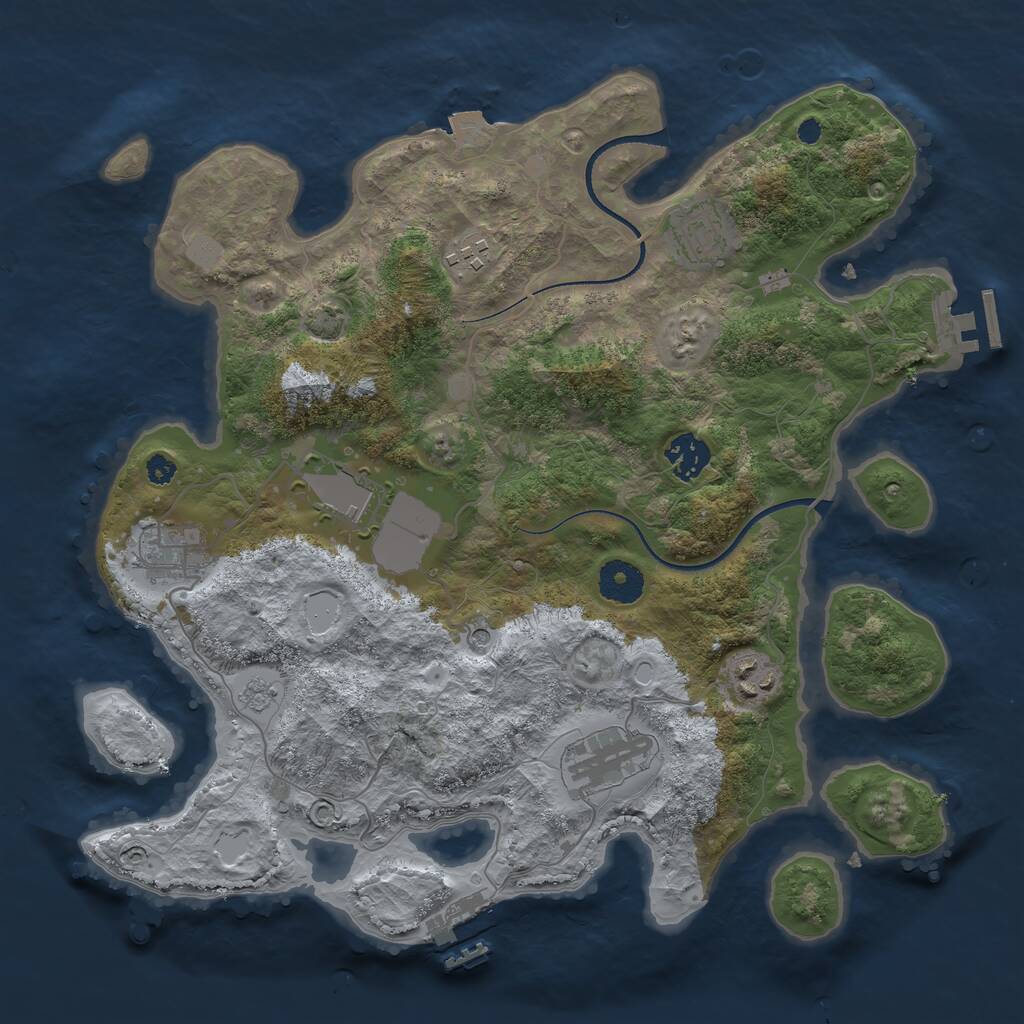 Rust Map: Procedural Map, Size: 3500, Seed: 659266, 13 Monuments