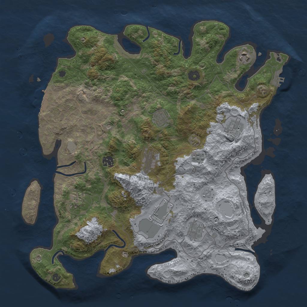 Rust Map: Procedural Map, Size: 4000, Seed: 488924, 16 Monuments