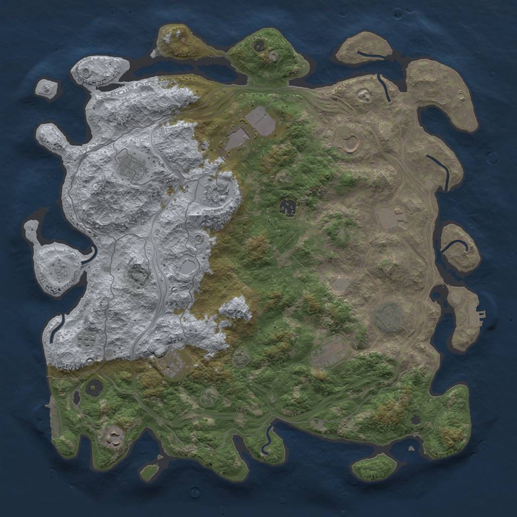 Rust Map: Procedural Map, Size: 4500, Seed: 470351, 19 Monuments