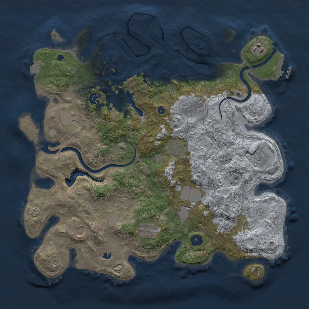 Rust Map: Procedural Map, Size: 4000, Seed: 544023, 16 Monuments