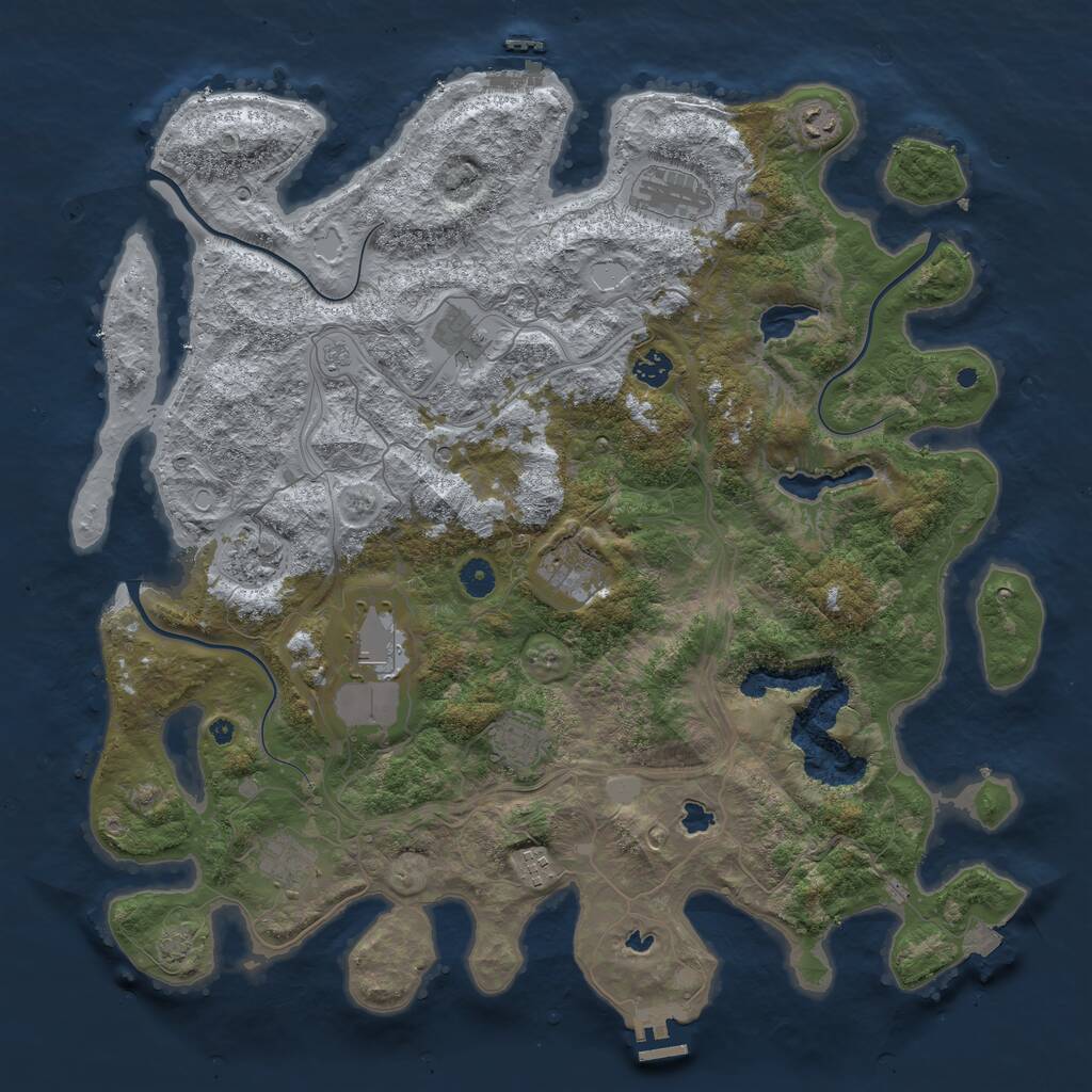 Rust Map: Procedural Map, Size: 4500, Seed: 3301, 16 Monuments
