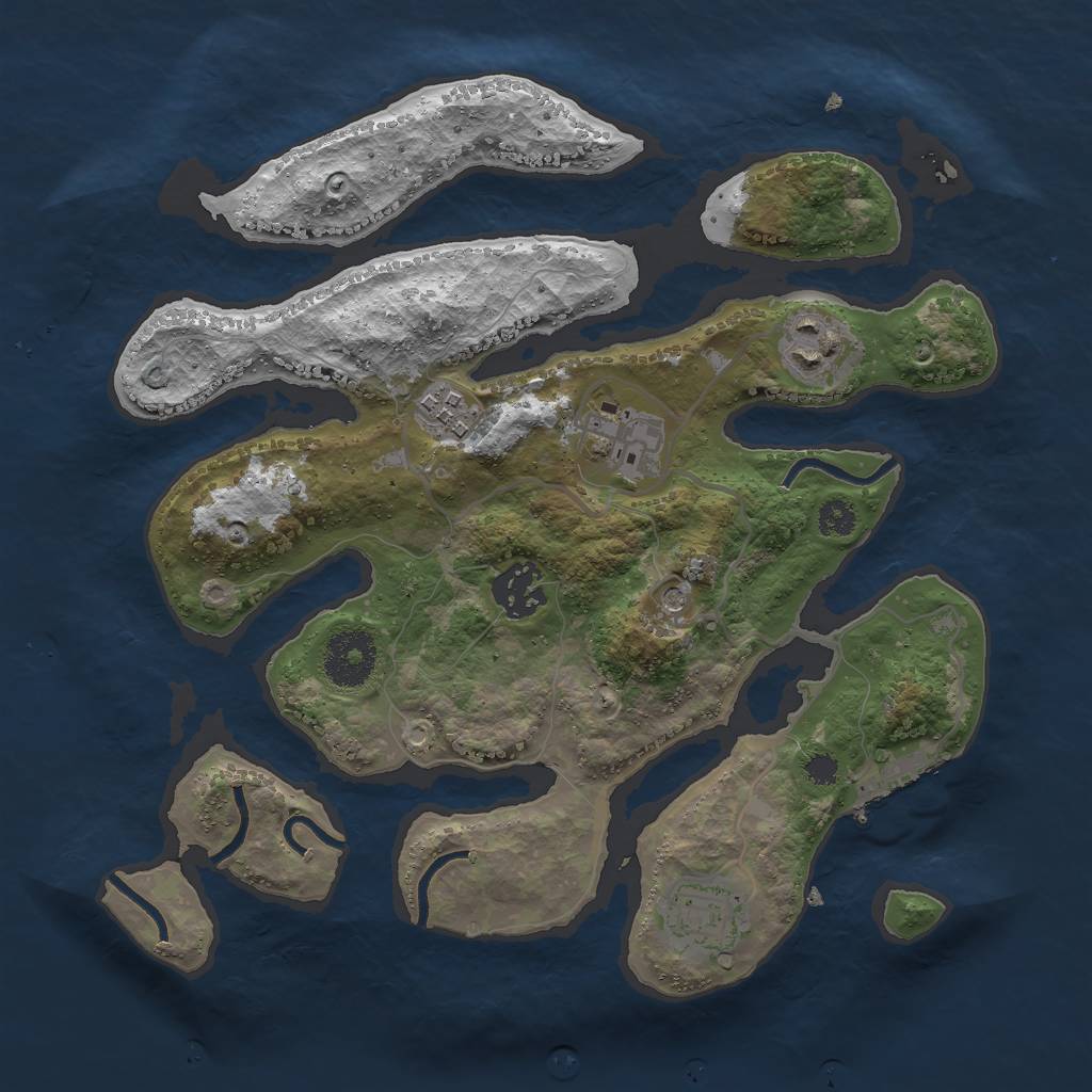 Rust Map: Procedural Map, Size: 3000, Seed: 124397945, 9 Monuments