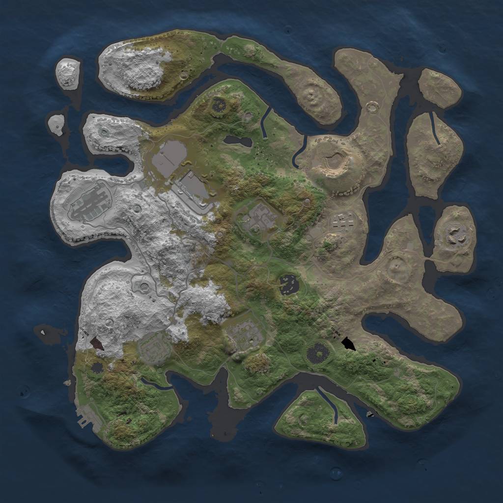 Rust Map: Procedural Map, Size: 3600, Seed: 379672136, 13 Monuments