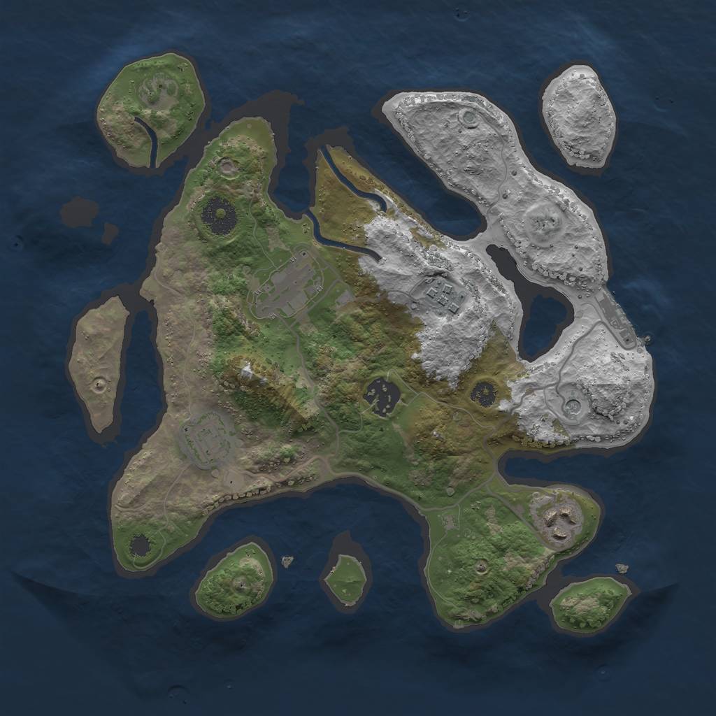 Rust Map: Procedural Map, Size: 3000, Seed: 1744090199, 9 Monuments