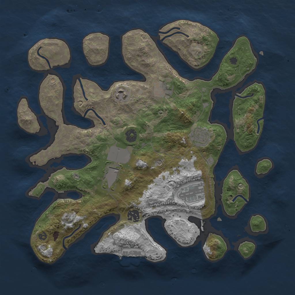 Rust Map: Procedural Map, Size: 3500, Seed: 2944551, 10 Monuments