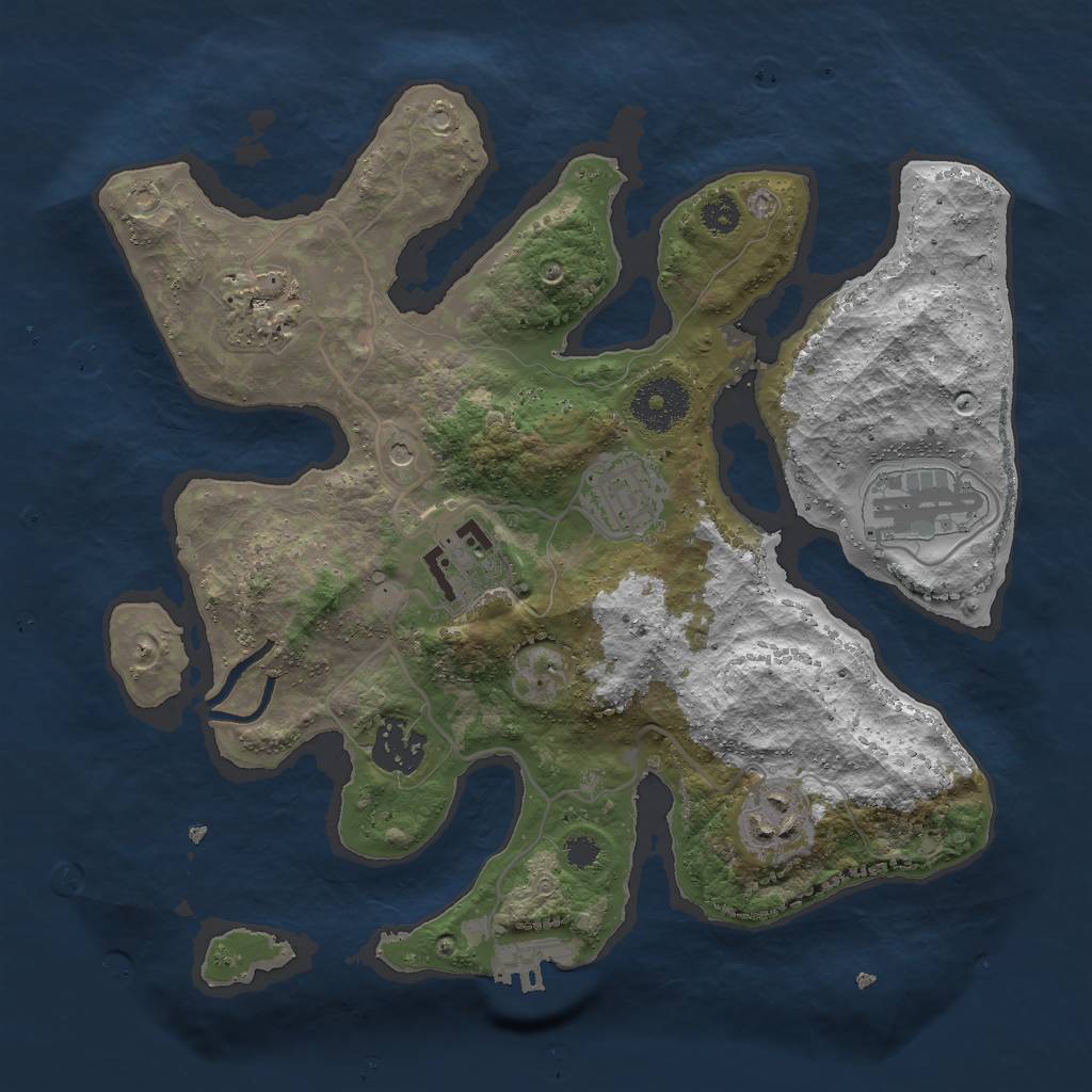 Rust Map: Procedural Map, Size: 3000, Seed: 1689448261, 10 Monuments