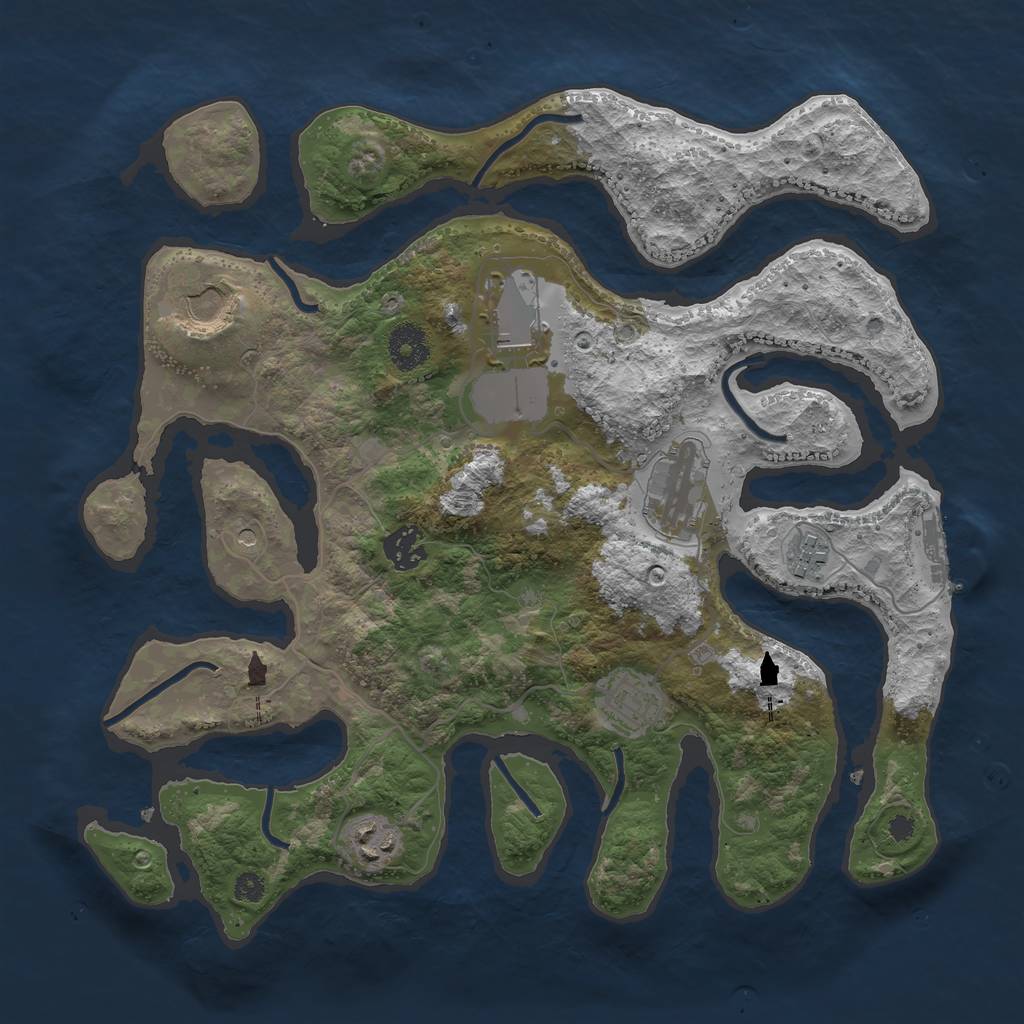 Rust Map: Procedural Map, Size: 3500, Seed: 282131, 11 Monuments